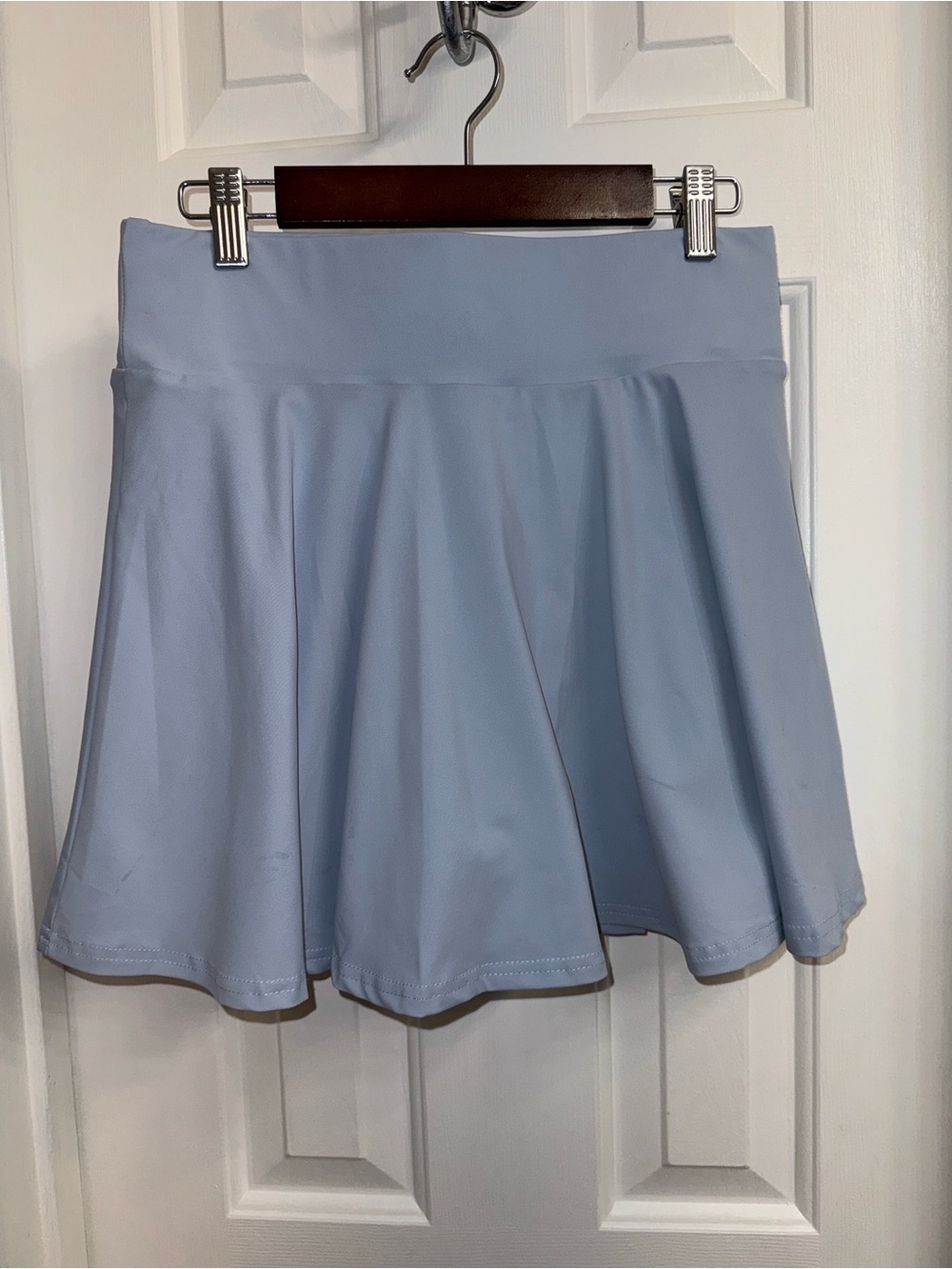 Light Blue Women's Tennis Flared Skirt, with Pockets